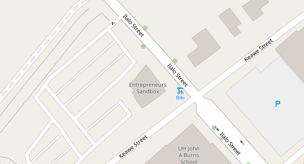 Map showing the Entrepreneurs Sandbox in Kakaʻako, Honolulu